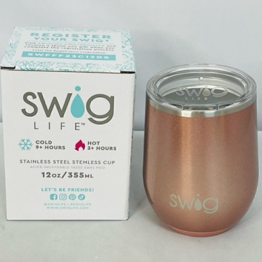 SWIG Life 12oz Stemless cup New in Box Triple Insulated Technology Dishwasher sa